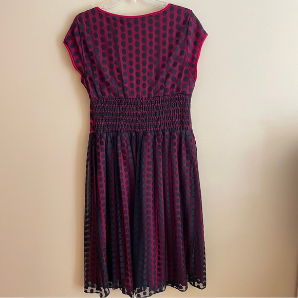 Coldwater Creek Red Mesh Polka Dot Dress New with Tags Sz 12 - Picture 2 of 10
